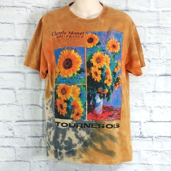 🔵BOGO FREE🔵 Sunflower Graphic T-Shirt Tie Dye Claude Monet Tournesols SZ M - Picture 1 of 5